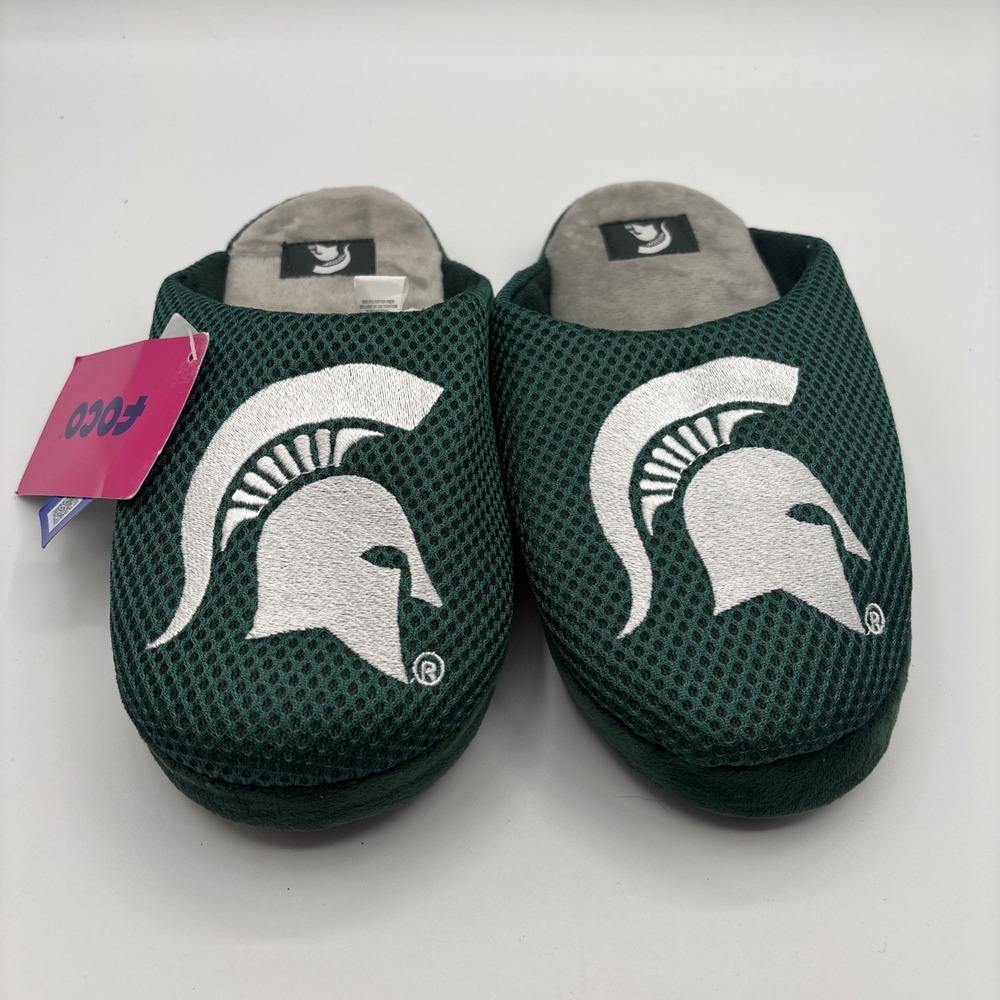 Foco MSU Michigan State Spartans Green Slippers Youth Size Large‎ (5-6) New